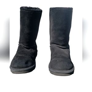 Bearpaw Black Suede Sheepskin Wool Emma Boots